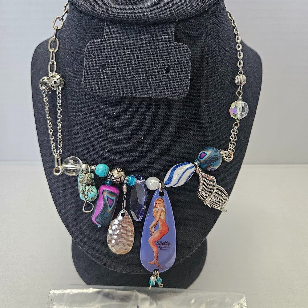 Silver-Toned Multi-Charm Necklace     (JLY026)
